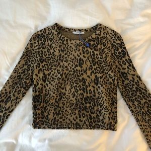 Zara longsleeve Cheetah crop top